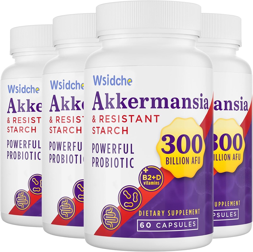 300 Millioner AFU Akkermansia Muciniphila, GLP1 Supplement for kvinder & mænd, Akkermansia Probiotika for GLP-1, fordøjelsesbesvær, Gut, immunforsvar og sundhed, forbedrer Gut fordøjelsesfunktion - 240Capsule