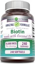 Amazing Formulas Biotin med ekstra Virgin Organic Coconut Oil Supplements 124; 10000 Mcg