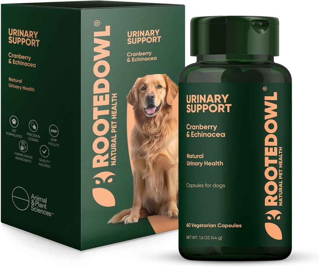 Rooted Owl Urinary Support - Echinacea og tranebær supplement til hunde - hund UTI forebyggelse - 60 / ct