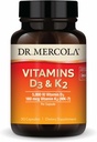 Dr. Mercola Vitaminer D3 & K2 - Understøtter immunforsvar, hjerne, cardiovaskulære, luftveje & knogler sundhed - GMO- Free, Gluten- Free & Soy- Free - 30 kapsler (30 Servere)