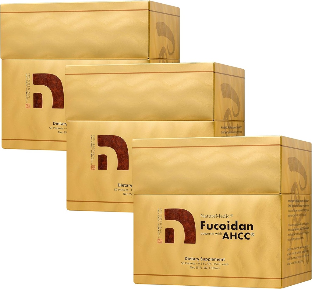 Fucoidan drevet med AHCC ® Brown Seaweed Immunity supplement med høj renhed Organic Mekabu Mozuku Agaricus 50 Koncentreret flydende ekstrakt Pakninger / Box Made in Japan (3 bokse)