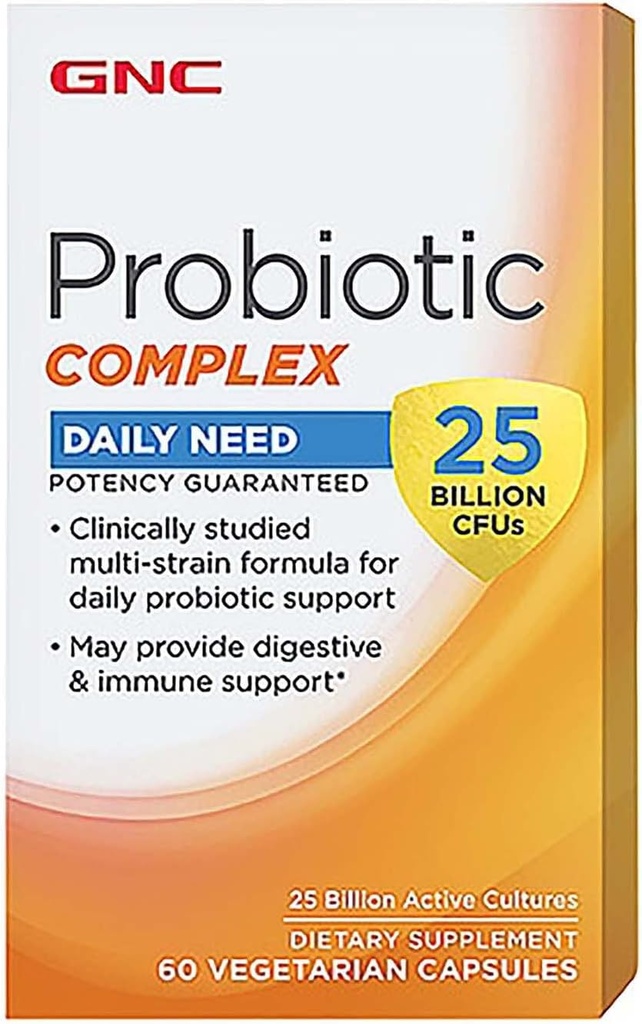 GNC probiotisk kompleks med- 25 milliarder CFU 'er, 60 kapsler, daglig probiotisk support