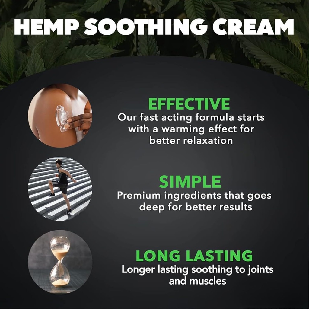 Super Natural Goods Magic Hamp Cream Maksimal Styrke (8oz) med Hamp Olie, Arnica, Gurkemeje & Menthol - Kølerulle til Tilbage, Neck, Knees, Skuldre, og Muskler - Fugtgivende og Forfriskende Cream