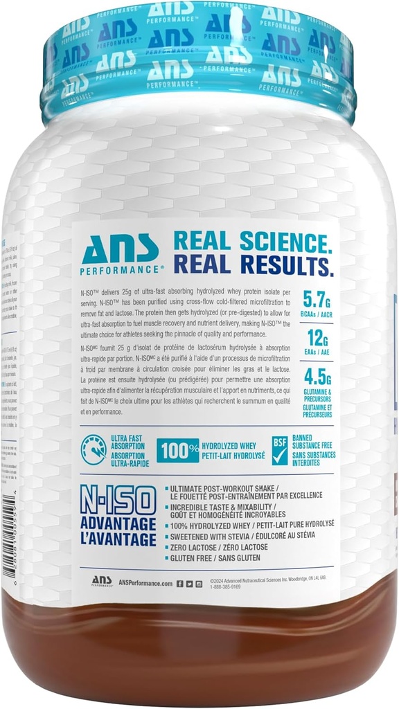 ANS Performance 100% Pure Hydrolysed Whey Isolate Protein + BCAA - 25 g protein - Peanut Free, Gluten Free, Zero Lactose (Milk Chocolate, 1,8 lb)