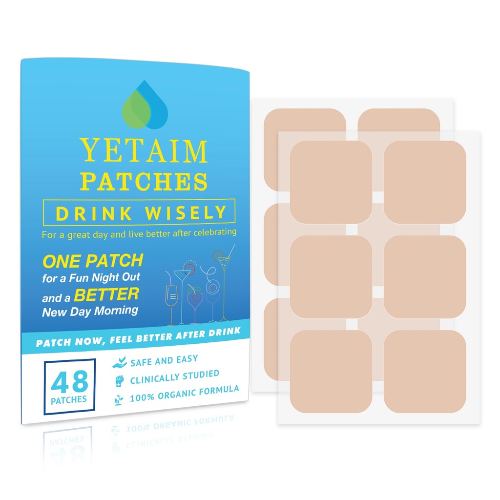 YETAIM Inddrivelse Patches for kvinder Mænd: 48- Pack Energy Boost hurtig inddrivelse - Day Night Party Support - Anvend på Arm Neck Wrist tilbage til fest sjov morgen revival - Clear Blue