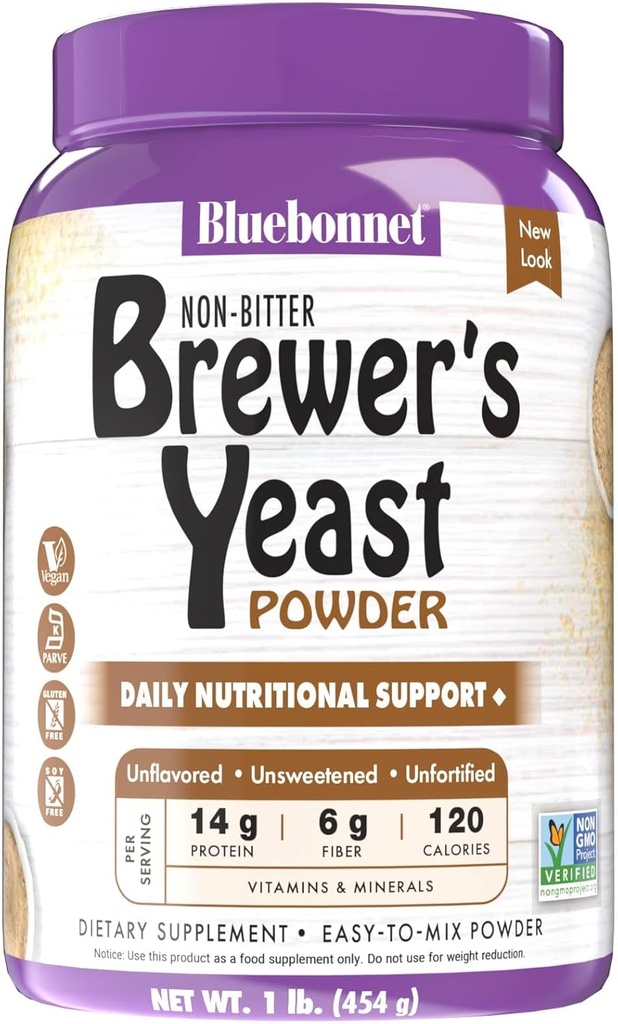 Bluebonnet Nutrition Super Earth Brewers Yeast Powder, Super Food, Whole Food, Kilde til Vitamin, Great Tasting, Vegan, Vegetar, Non GMO, Gluten Free, Soy Free, Milk Free, Kosher, 1 LB