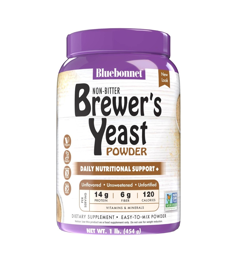 Bluebonnet Nutrition Super Earth Brewers Yeast Powder, Super Food, Whole Food, Kilde til Vitamin, Great Tasting, Vegan, Vegetar, Non GMO, Gluten Free, Soy Free, Milk Free, Kosher, 1 LB