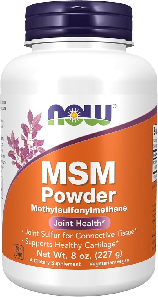 Now Foods Supplements, MSM (Methylsulfonylmethan) Powder, Understøtter sund brusk *, fælles sundhed *, 8 -Ounce