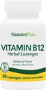 Natures Plus B12 Herbal Lozenges (Methylcobalamin) - 1000 mcg, 30 Sublingual Lozenges - Hindbær - Maksimal Absorption Red Blood Cell Support - Energy Booster - Vegetar, Gluten- Free - 30 Servere