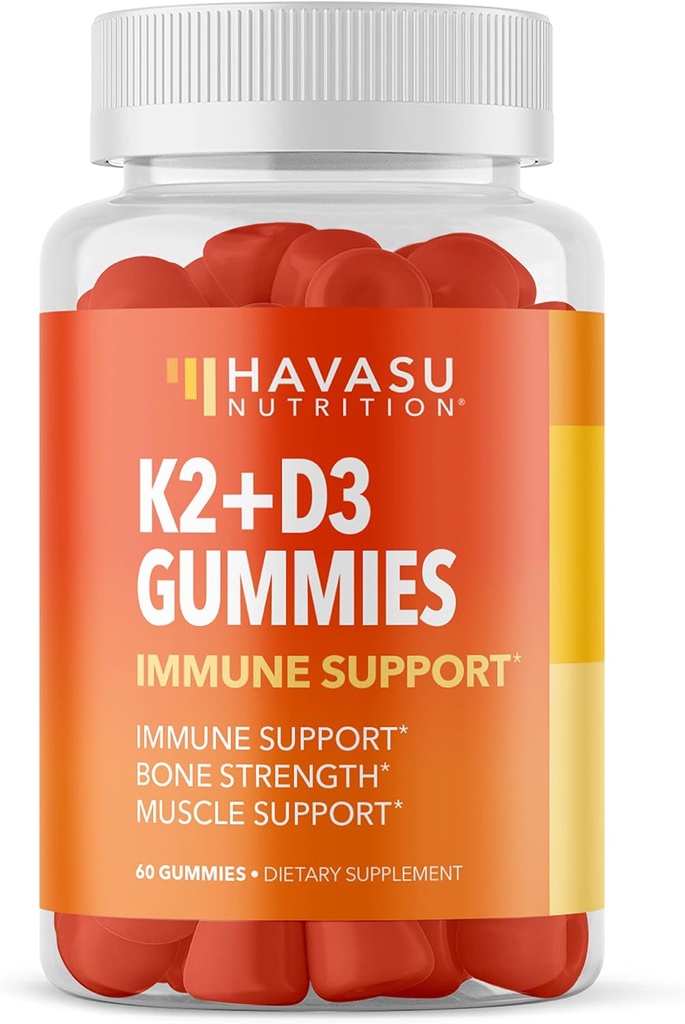 HAVASU NUTRITION D3 K2 Gummies, Hindbær, 60ct