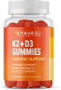 HAVASU NUTRITION D3 K2 Gummies, Hindbær, 60ct