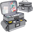 Zannaki Medicine Storage Bag med Combination Lock, Double Layer Pill Flaske Organizer Bag Tom, Medicin Låseboks med lynlåse til reception, Vitaminer, Kosttilskud eller medicinske forsyninger, Grey