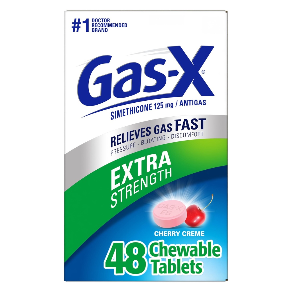 Gas- X ekstra styrke tyggetabletter med Simeticone 125 mg, Cherry - 48 Greve