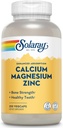 SOLARAY Calcium Magnesium Zink tillæg - med Calcium 1000mg, Magnesium 500mg - Knoglesundhed, muskelfunktion, hjerte sundhed og immunforsvar - Vegan, 60 dages garanti, 62 Servere, 250 VegCaps