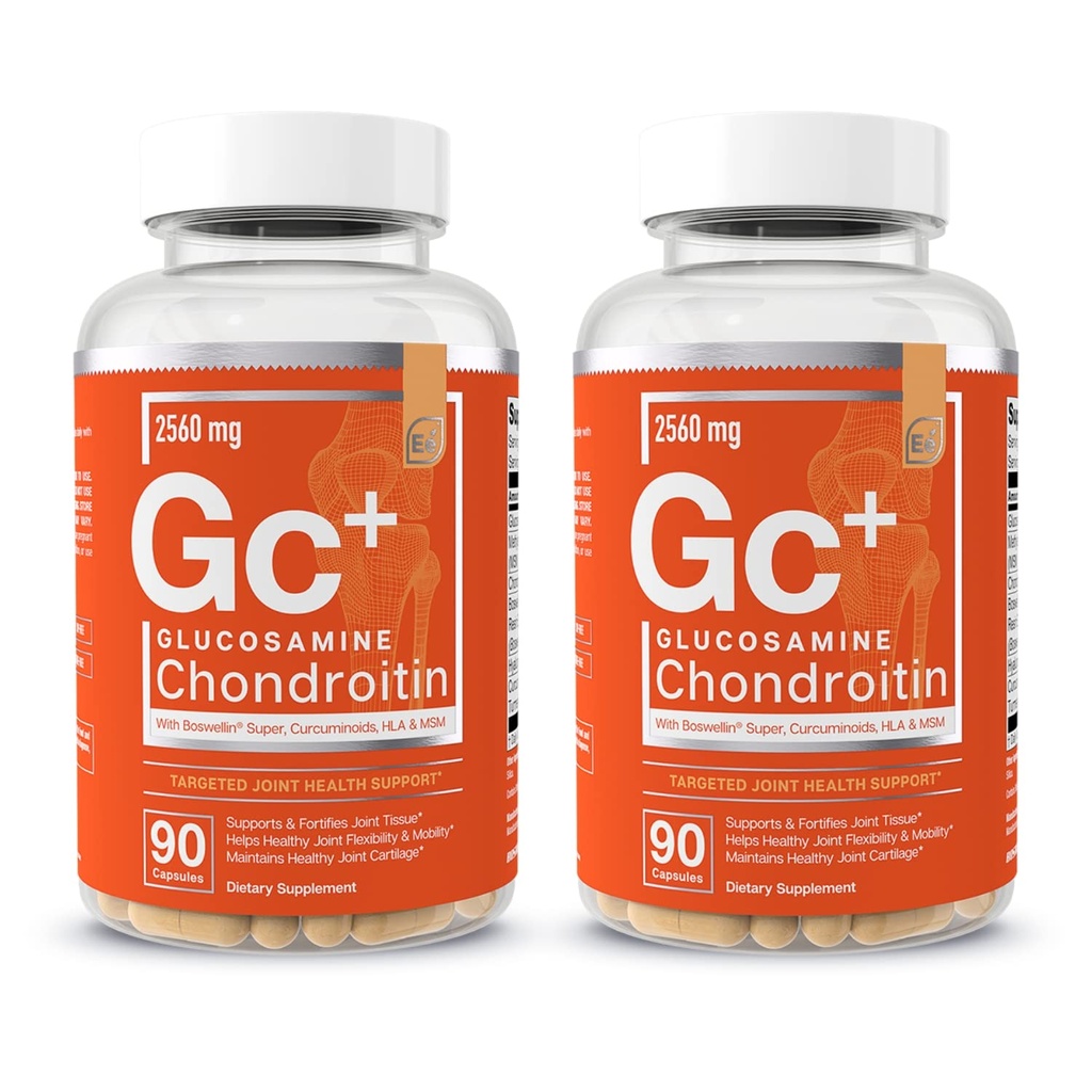 Væsentlige elementer Glucosamin Chondroitin MSM Boswellia Serrata Hyaluronic Acid Supplement fælles støtte Antioxidant Supplement for fleksibilitet - 180 kapsler (2 - Pack)