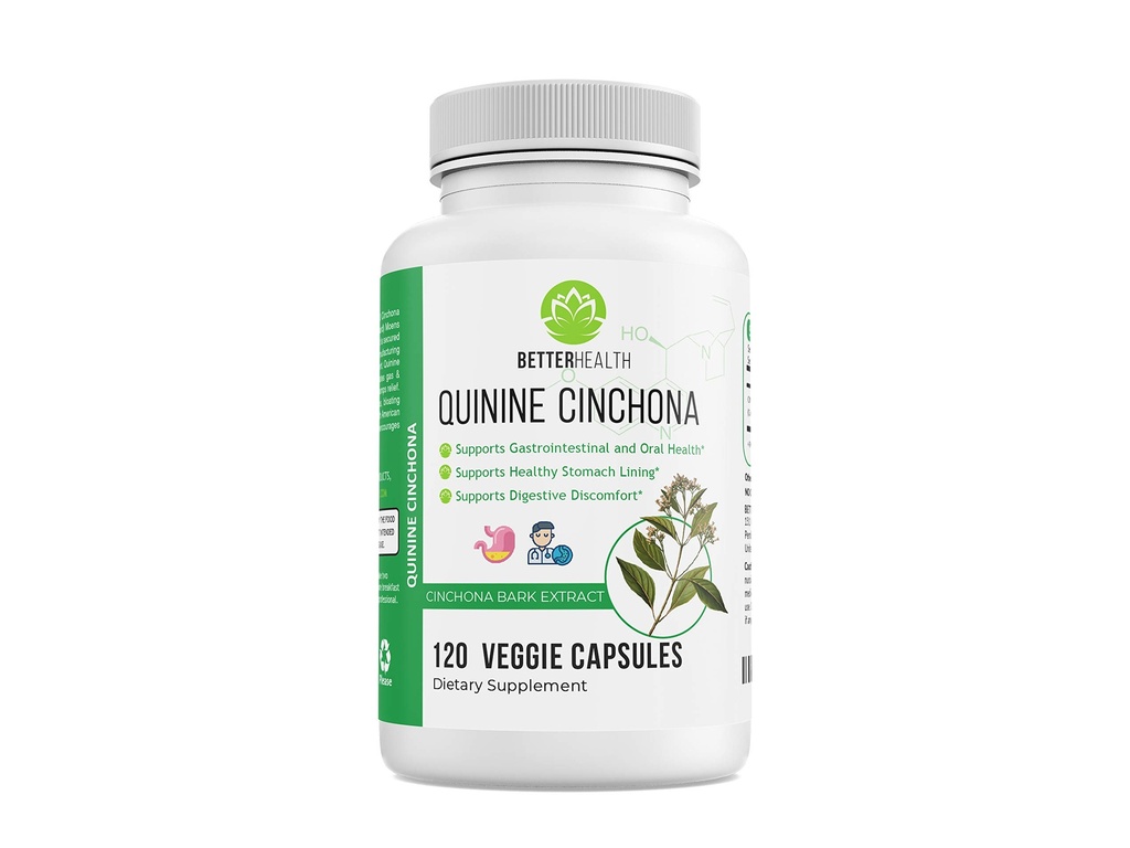 Quinin Cinchona Bark Extract Herbal supplement til Gastrointestinal og oral støtte, øge immunsystemet, ben kramper Relief, muskelkramper - 500 mg - 120 Caps