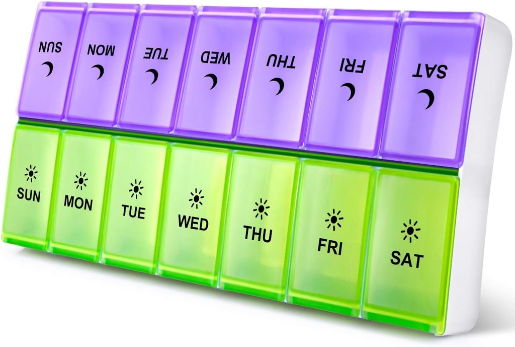 DANIEY Extra Large Pill Organizer 2 gange om dagen, XL Weekly Pill Box, AM PM Pill Case, Pill Container 7 dag, Vitamin Case to gange om dagen