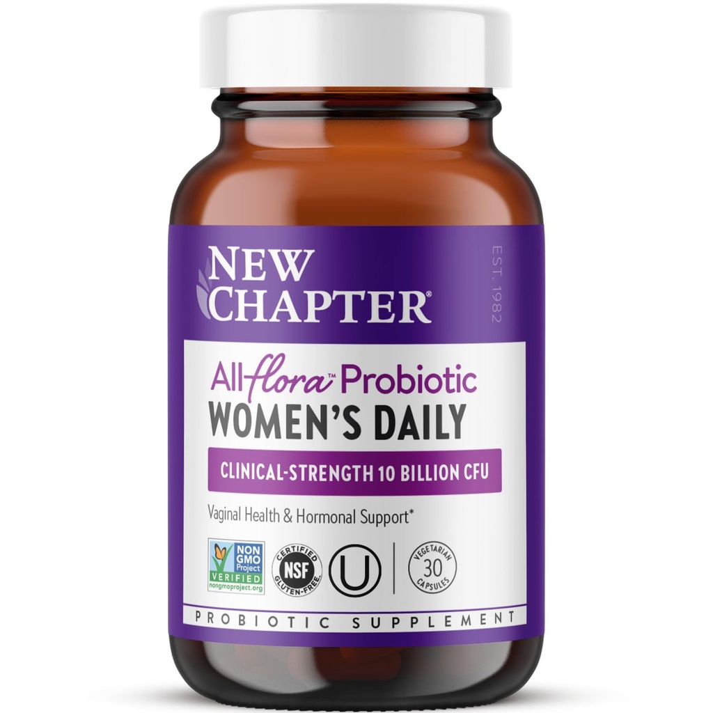 Nyt kapitel Probiotika for kvinder - 30 ct (1 måned Tilgang), Kvinder Daglige Probiotika med Prebiotika og Probiotika for Vaginal Sundhed & Chaste Tree for Hormonal Support, 100% Vegetar, Non- GMO