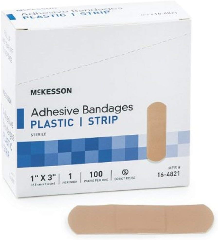 McKesson - Klæbestrimler McKesson 1 X 3 Tommer Plastic rektangel Tan Steril - 100 / Box - McK