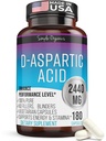 Kaibro Nutra D- Aspartasyre Supplement for mænd, 2440mg D- Aspartasyre per servering, Energi & Testosteron Support, Gluten- Free Non- GMO, 180 Vegankapsler