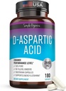 Kaibro Nutra D- Aspartasyre Supplement for mænd, 2440mg D- Aspartasyre per servering, Energi & Testosteron Support, Gluten- Free Non- GMO, 180 Vegankapsler