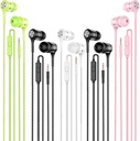 Wired Earbudons med Microphone 5 Pack, in- Ear hovedtelefoner med Heavy Bass, High Sound Quality Earphones Kompatibel med iPad, Laptop, MP3, Android Smartphones, Fits All 3,5mm Jack Device