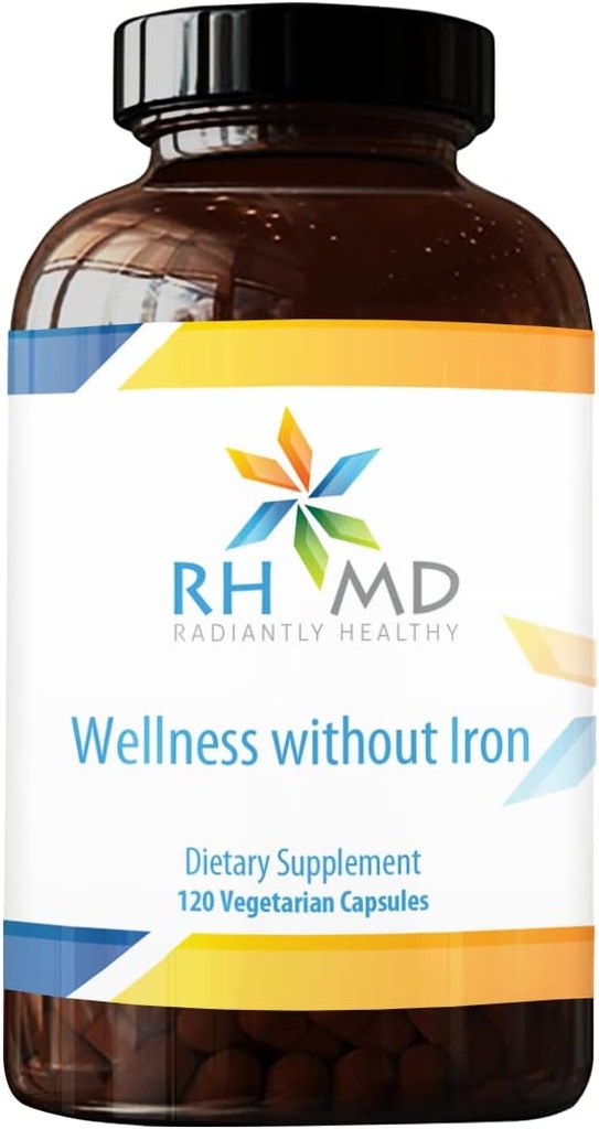 RHMD Wellness Uden jern - Omfattende Multi Vitamin + Mineral supplement med folat (120 kapsler)