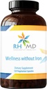 RHMD Wellness Uden jern - Omfattende Multi Vitamin + Mineral supplement med folat (120 kapsler)