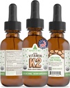 RawGuru Vitamin K2 Supplement - Økologisk Vegansk Vitamin K2 MK7 med Trace Minerals - Nano- Forarbejdede Antioxidant & Immun Support Tinktur - 30 Serveringer af Vegan Drops pr 30 ml, pakke med 1