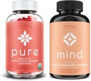 WellPath Pure Apple Cider Vincils med mor Gummies & Mind Brain Supplement med løvens Mane - understøtter fokus og hukommelse, 60 Ct hver