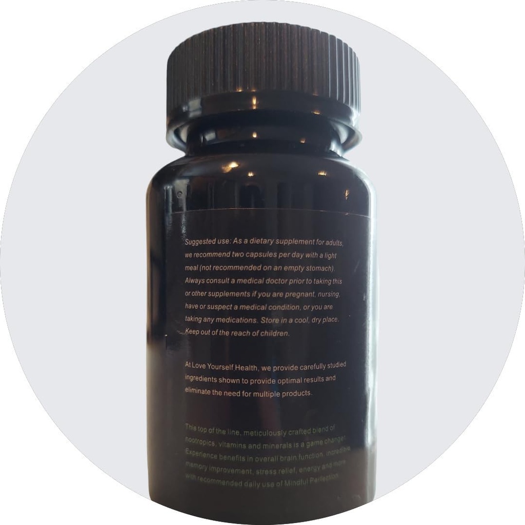 Mindfull Perfection Premium Nootrop Brain Supplement, 90Count 45 Dag Tilgang til forbedret kognitiv funktion, fokus, hukommelse og energi