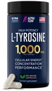 Alpha Flow L Tyrosine 1000MG kapsler - All- Natural L- Tyrosine supplement til Focus & Energy Boost - Non-GMO & Gluten- Free - Vegan 150 Caps - 500mg x 2 pr Servering