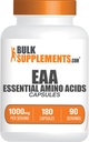 BulkSupplements.com Væsentlige Aminosyrer Kapsler (EAA) - Aminosyrer Supplement - EAAs Aminosyrer - EAA Kapsler - 1000 mg Servering - 90 dages Tilgang (180 Gelatine Kapsler)