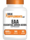 BulkSupplements.com Væsentlige Aminosyrer Kapsler (EAA) - Aminosyrer Supplement - EAAs Aminosyrer - EAA Kapsler - 1000 mg Servering - 90 dages Tilgang (180 Gelatine Kapsler)
