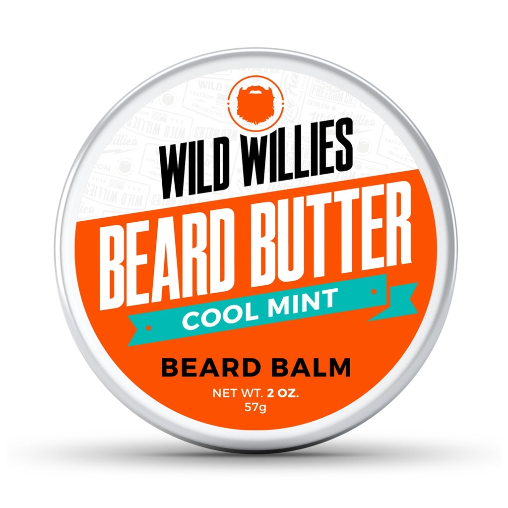 Wild Willies Premium Beard Balm for mænd, Leave-In Butter Conditioner med økologiske ingredienser, Promote Growth, Fjerner Itch & Dandruff - Genskaber fugt - Cool Mint, 2 Oz