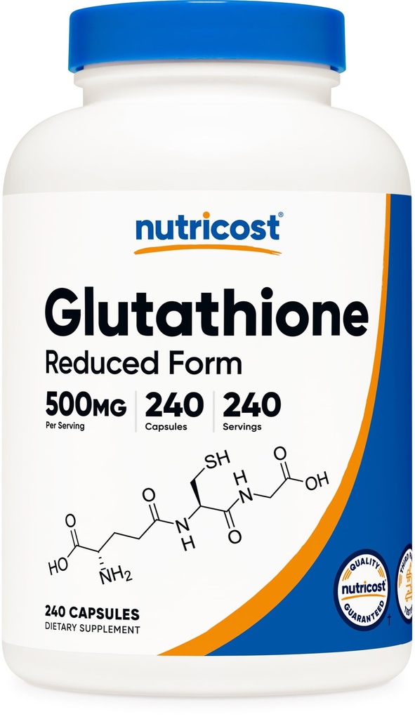 Nutricost Glutathion Capsules 500mg, 240 Capsules - Gluten Free, Non- GMO