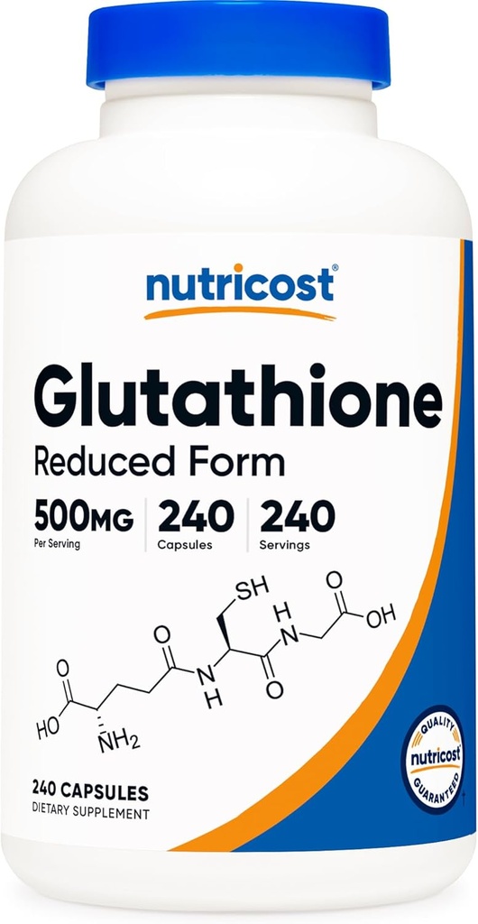 Nutricost Glutathion Capsules 500mg, 240 Capsules - Gluten Free, Non- GMO