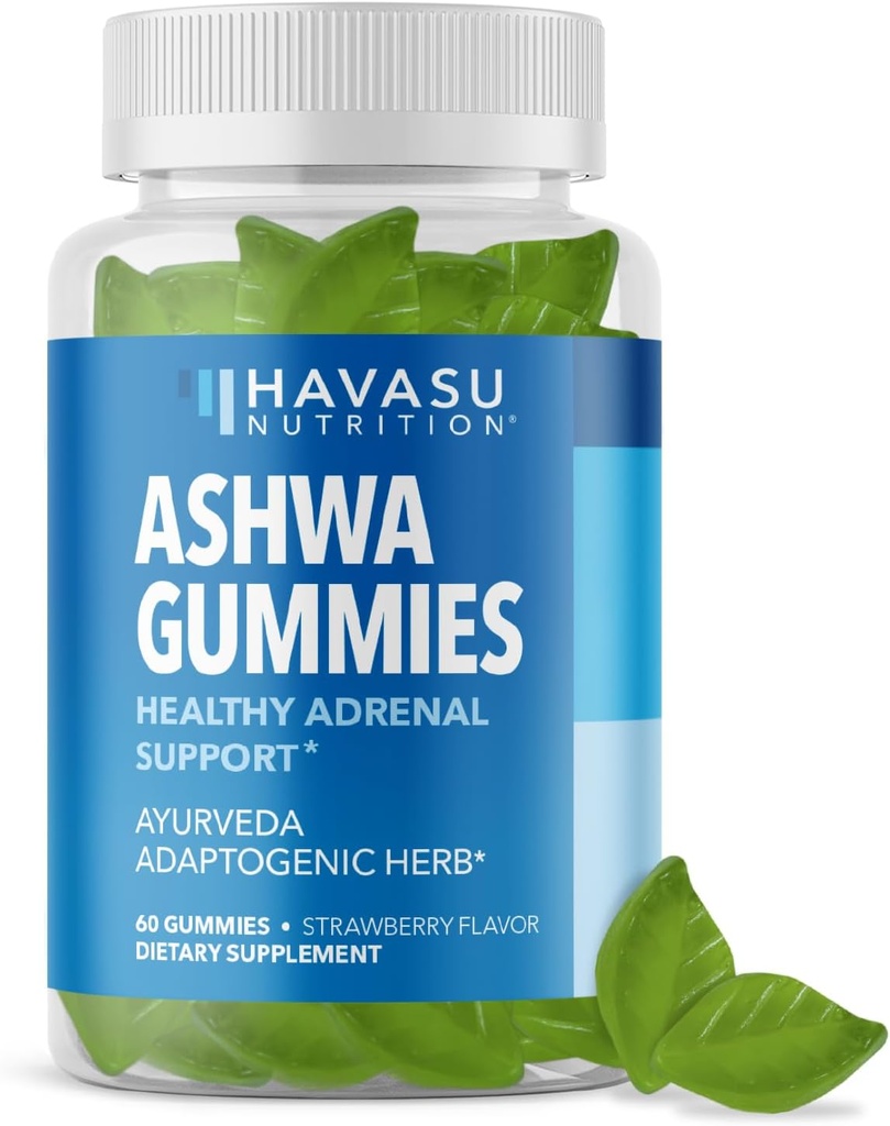 Ashwagandha Gummies for Stress & Mood Support - Vegansk, ikke-GMO supplement til rolig & afslapning - Withania Somnifera for forbedret søvnkvalitet & følelsesmæssig balance - 1-måned Tilgang, Strawberry Flavor