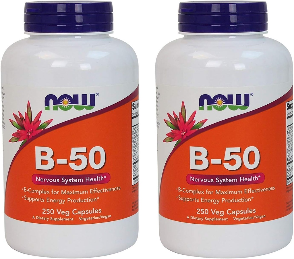 Nu fødevarer, B- 50, 250 Veg kapsler (pakke med 2)