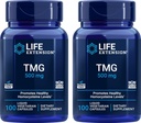 Life Extension TMG 500mg, 100 Flydende Veg Caps (pakke med 2) - Trimethylglycin (Glycin Betaine) Supplement - Gluten Free, Non- GMO, Vegetar