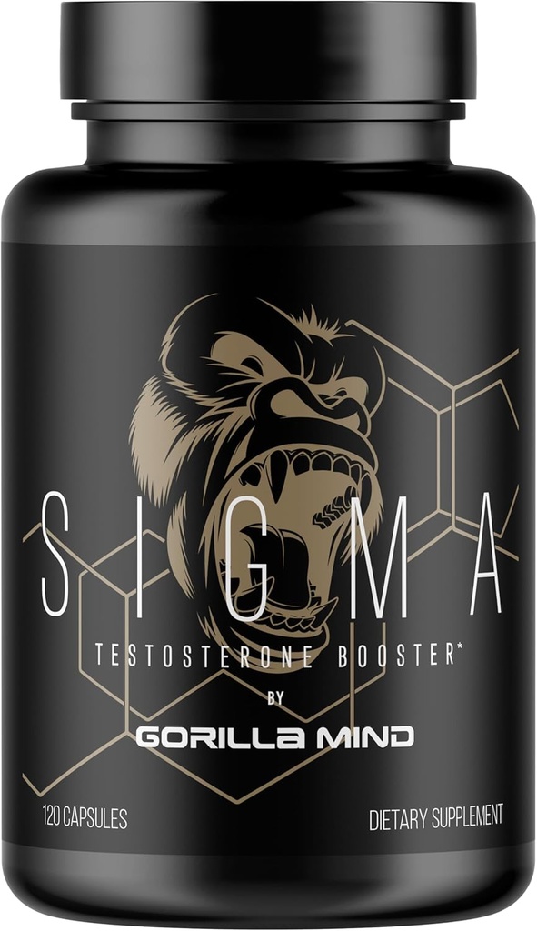 Gorilla Mind Sigma Testosteron Booster - Lavet med Tongkat Ali og Fadogia Agrestis Extract til støtte højere testosteron niveau (120 kapsler)