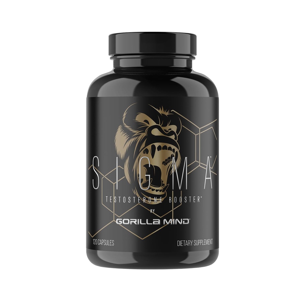 Gorilla Mind Sigma Testosteron Booster - Lavet med Tongkat Ali og Fadogia Agrestis Extract til støtte højere testosteron niveau (120 kapsler)