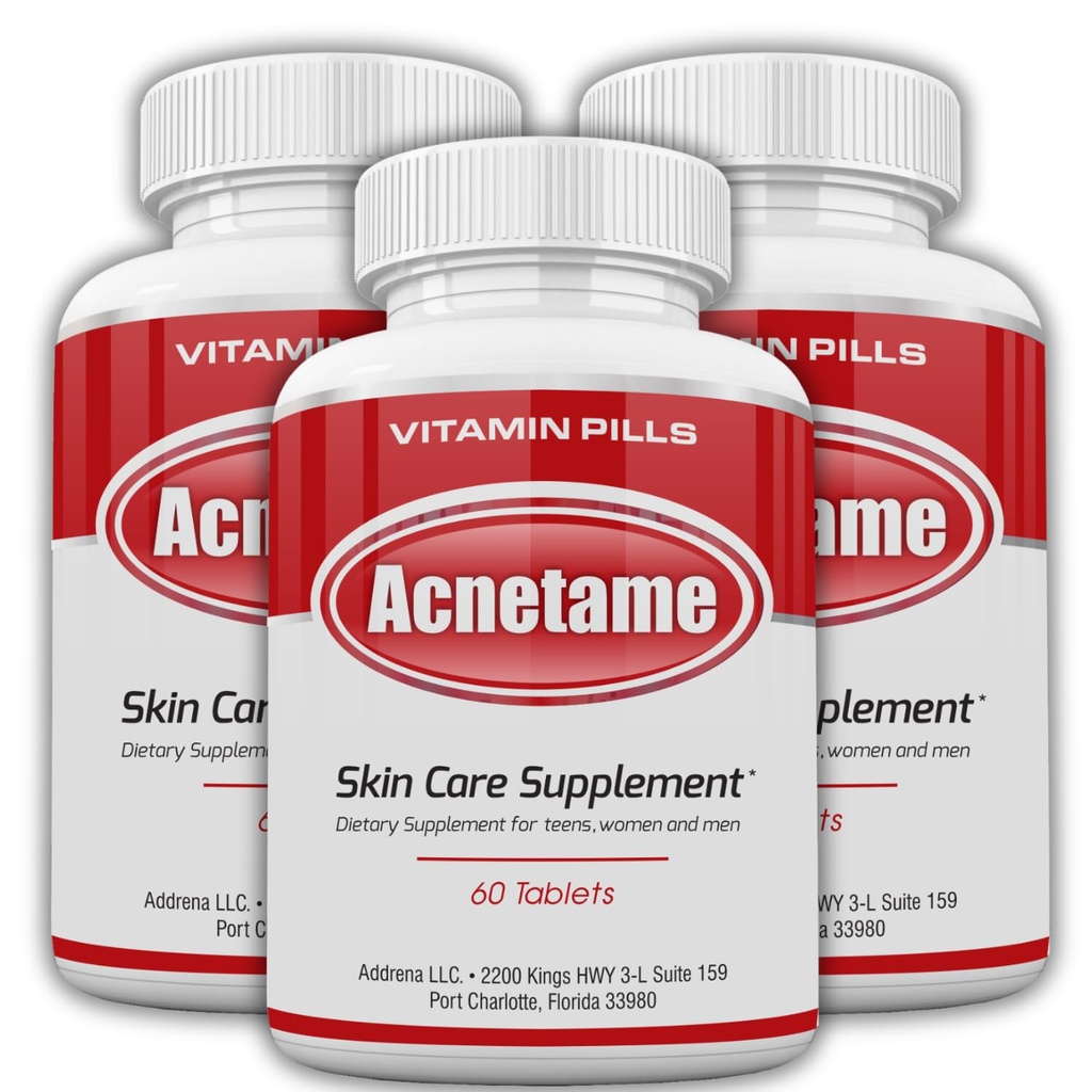 3 Pakke - Vitamin Kosttilskud til Acne Treatment - Hormonal Pimple Tablets to Clear Oil Skin for kvinder, mænd, Teens, og voksne