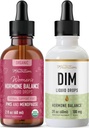 Liquid DIM Supplement & Herbal Hormone Balance Tincture Dex124; Hormonet Balancing Bundle med 100mg DIM (25 Servere) og PMS Menopause & Menstrual Support Flydende med Black Cohosh (60 Servere)