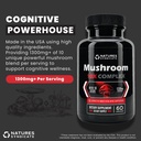 Mushroom Complex Supplement - Natural Brain Nootrop for Cognitive Wellness, Clarity, Focus, Memory & Immunsystem Support, 10 Mushroom Cordyceps, Reishi, Lions Mane, Tyrkiet Tail