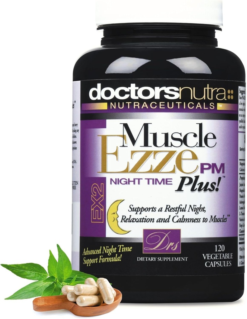 Læger Nutra Muscle Ezze PM Plus - 3.000mg - Afslappende med Magnesium Glycinat - Gluten Free - 120 Kapsler