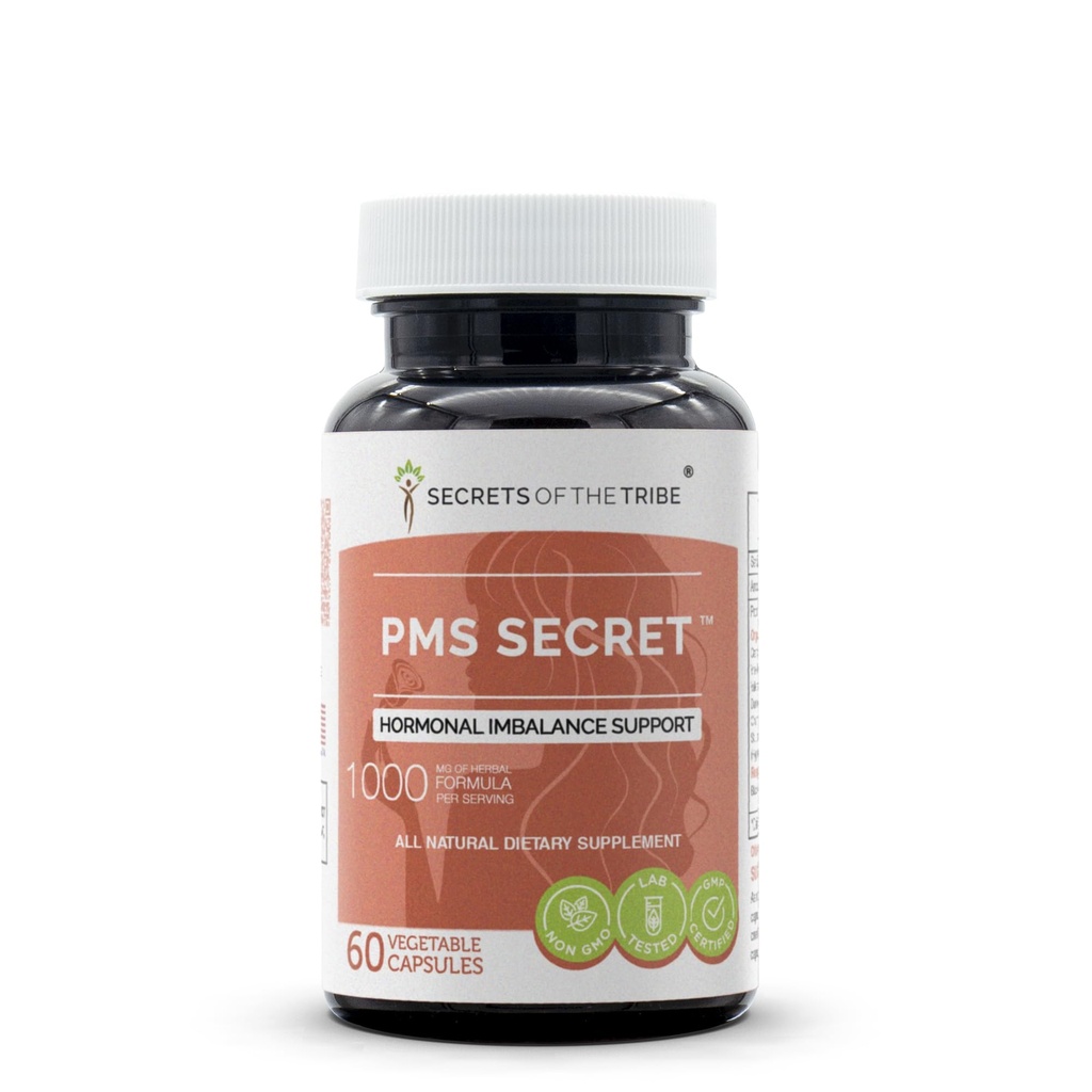 PMS Secret 60 Capsules, 1000 mg, Black Cohosh, Cramp, Vitex, Valerian, Mælkebøtte, Kamille, St. John 's Wort. Støtte til Hormonal Imbalance (60 kapsler)