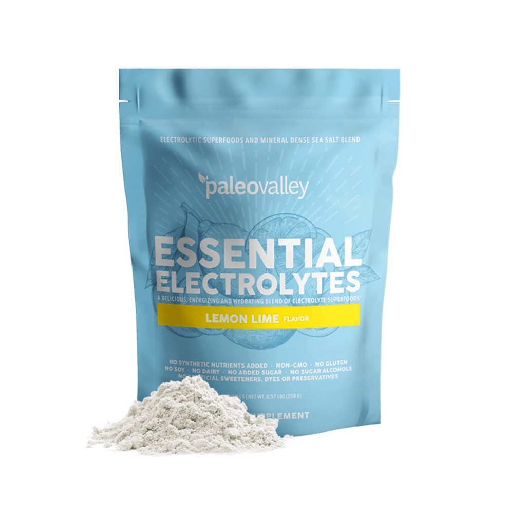 Paleodal Essential Electrolytes Powder - Fuld Spectrum Lemon Lime Electrolyte Powder til hydrering, energi og muskel Inddrivelse - Ingen sukker tilføjet - 28 Servere
