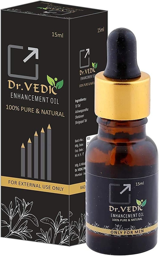 METROL Dr.Vedic Enhancement Oil Enhances Growth Increase - Størrelse for mænd 100% Pure & Natural (pakke med 1)