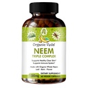 Organic Veda Neem kapsler med Triple Complex Neem Leaf Extract, Bark & Flower - Urtetilskud øger immunitet, forbedrer fordøjelsen, hud sundhed & support Cleansing - 60 Greve